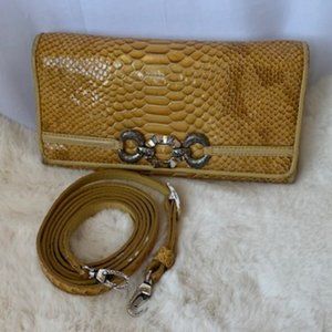 Brighton Snakeskin Embossed Crossbody Wallet RARE